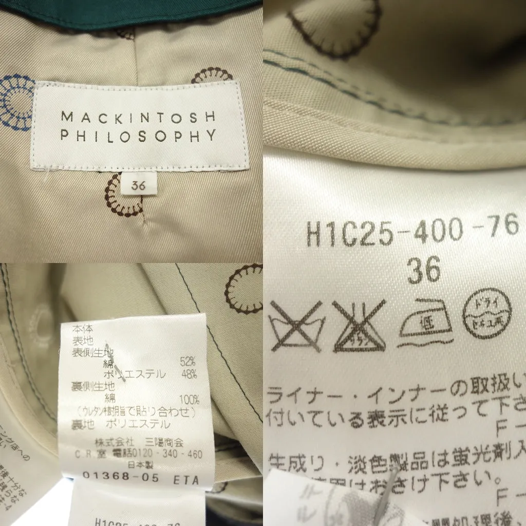 中古◆マッキントッシュ フィロソフィー ステンカラーコート バルカラー H1C25-400-76 メンズ グリーン サイズ36 MACKINTOSH PHILOSOPHY【AFB31】